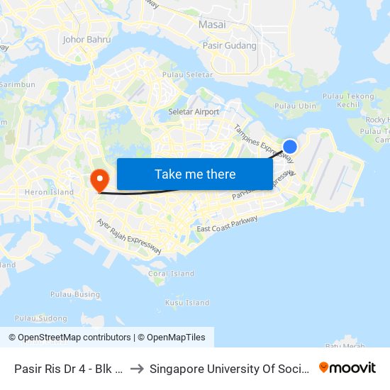 Pasir Ris Dr 4 - Blk 485 (78229) to Singapore University Of Social Sciences (Suss) map