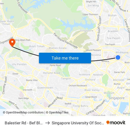 Balestier Rd - Bef Blk 104 (50221) to Singapore University Of Social Sciences (Suss) map