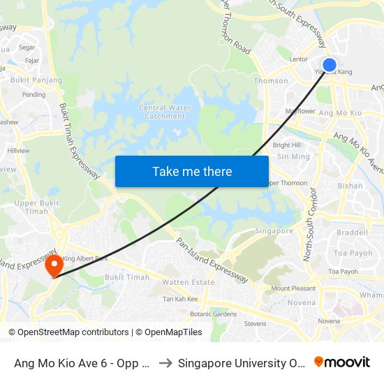 Ang Mo Kio Ave 6 - Opp Yio Chu Kang Stn (55181) to Singapore University Of Social Sciences (Suss) map