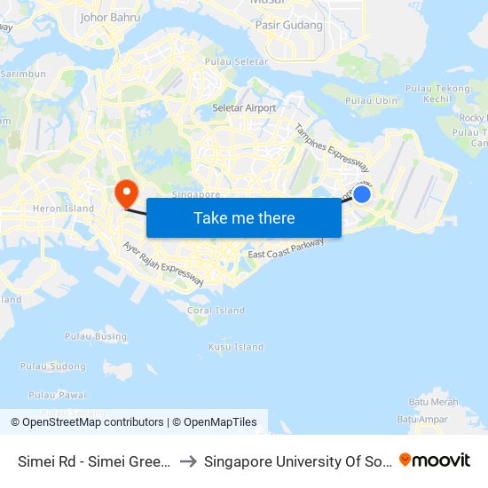 Simei Rd - Simei Green Condo (96201) to Singapore University Of Social Sciences (Suss) map