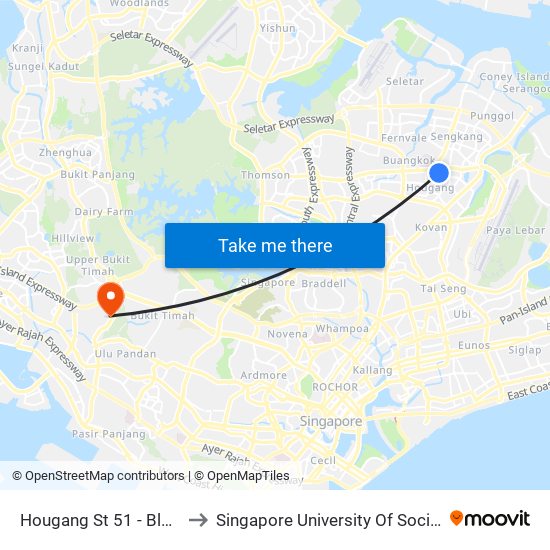 Hougang St 51 - Blk 568 (64431) to Singapore University Of Social Sciences (Suss) map