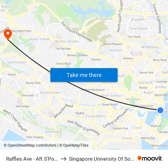 Raffles Ave - Aft S'Pore Flyer (02101) to Singapore University Of Social Sciences (Suss) map