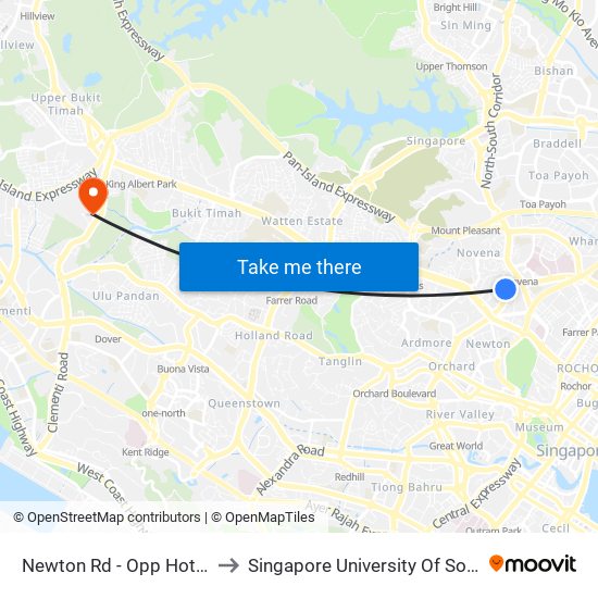 Newton Rd - Opp Hotel Royal (50061) to Singapore University Of Social Sciences (Suss) map