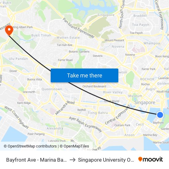 Bayfront Ave - Marina Bay Sands Theatre (03501) to Singapore University Of Social Sciences (Suss) map