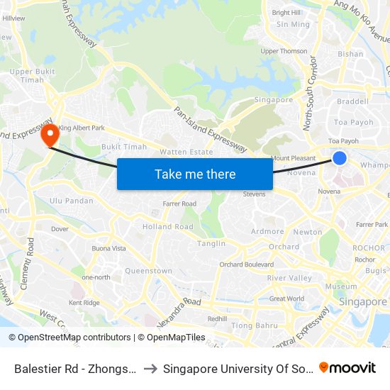 Balestier Rd - Zhongshan Mall (50171) to Singapore University Of Social Sciences (Suss) map