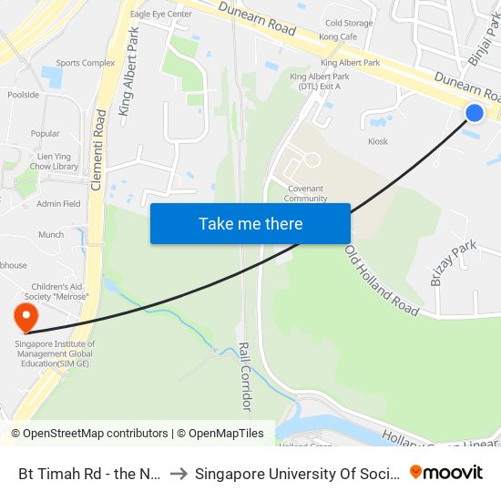 Bt Timah Rd - the Nexus (42041) to Singapore University Of Social Sciences (Suss) map