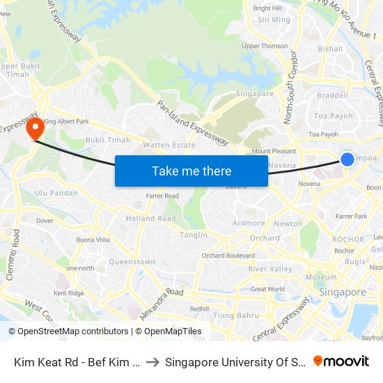 Kim Keat Rd - Bef Kim Keat Lane (50159) to Singapore University Of Social Sciences (Suss) map