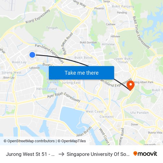 Jurong West St 51 - Blk 501 (28391) to Singapore University Of Social Sciences (Suss) map