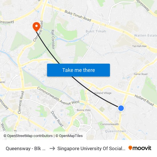 Queensway - Blk 97 (11071) to Singapore University Of Social Sciences (Suss) map