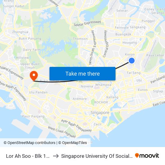 Lor Ah Soo - Blk 115 (63299) to Singapore University Of Social Sciences (Suss) map