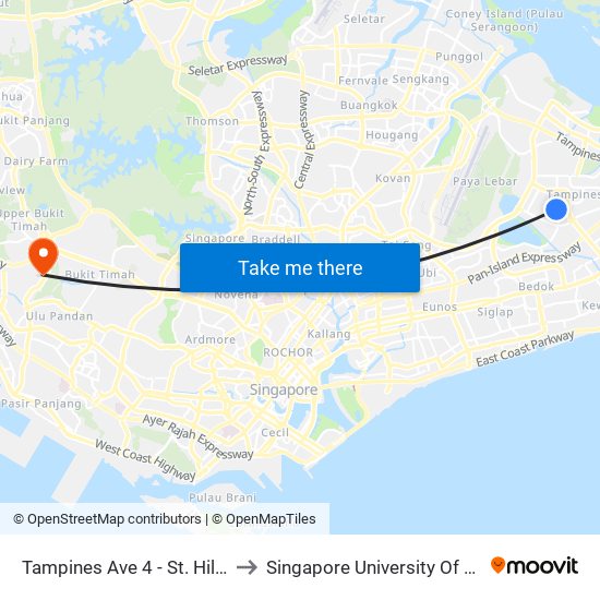 Tampines Ave 4 - St. Hilda's Sec Sch (76129) to Singapore University Of Social Sciences (Suss) map