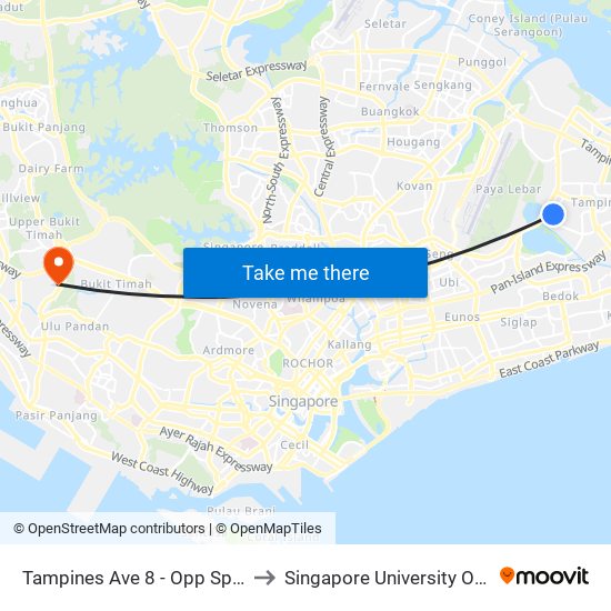 Tampines Ave 8 - Opp Springfield Sec Sch (75031) to Singapore University Of Social Sciences (Suss) map