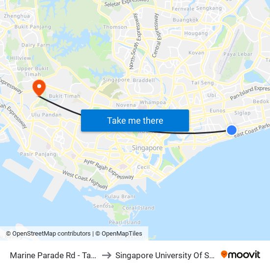 Marine Parade Rd - Tao Nan Sch (92069) to Singapore University Of Social Sciences (Suss) map