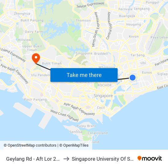Geylang Rd - Aft Lor 28 Geylang (81029) to Singapore University Of Social Sciences (Suss) map