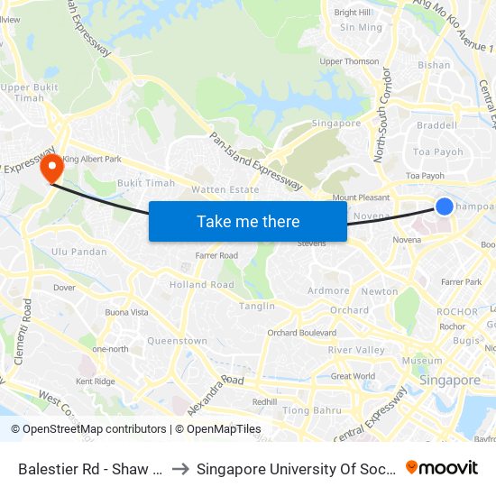 Balestier Rd - Shaw Plaza (50201) to Singapore University Of Social Sciences (Suss) map