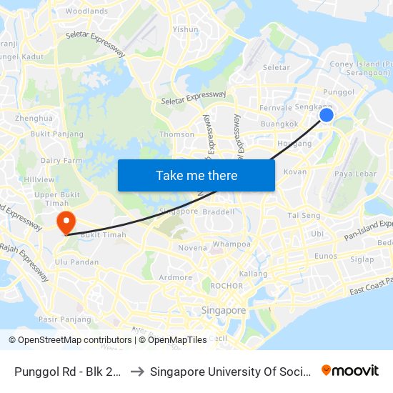 Punggol Rd - Blk 227d (65031) to Singapore University Of Social Sciences (Suss) map
