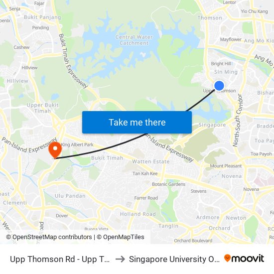 Upp Thomson Rd - Upp Thomson Stn Exit 5 (53051) to Singapore University Of Social Sciences (Suss) map