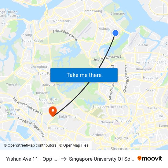 Yishun Ave 11 - Opp Blk 419 (59461) to Singapore University Of Social Sciences (Suss) map
