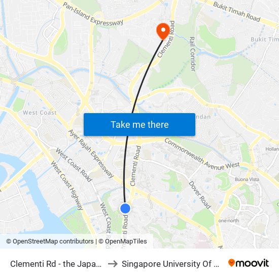 Clementi Rd - the Japanese Pr Sch (16151) to Singapore University Of Social Sciences (Suss) map