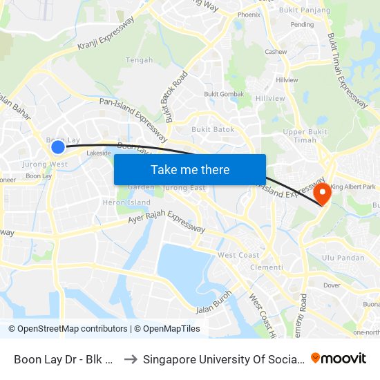Boon Lay Dr - Blk 188 (21419) to Singapore University Of Social Sciences (Suss) map