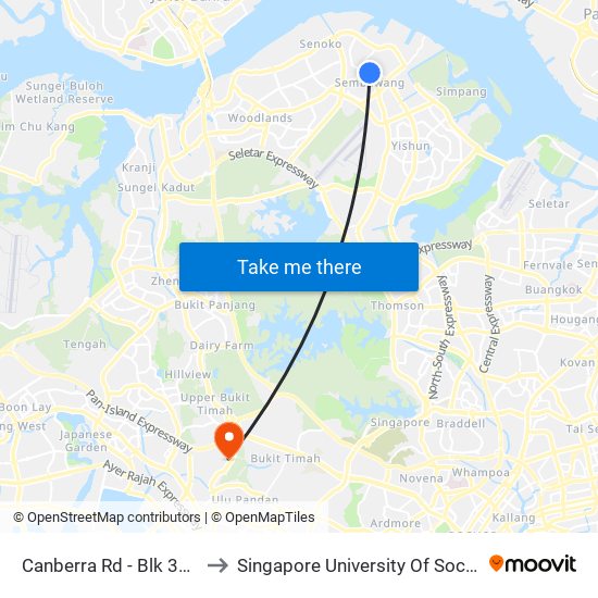 Canberra Rd - Blk 351 Cp (58111) to Singapore University Of Social Sciences (Suss) map