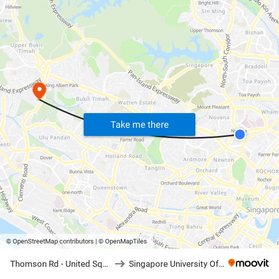 Thomson Rd - United Sq/Bef Novena Stn (50021) to Singapore University Of Social Sciences (Suss) map