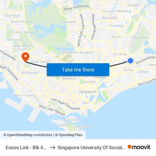 Eunos Link - Blk 637 (71091) to Singapore University Of Social Sciences (Suss) map