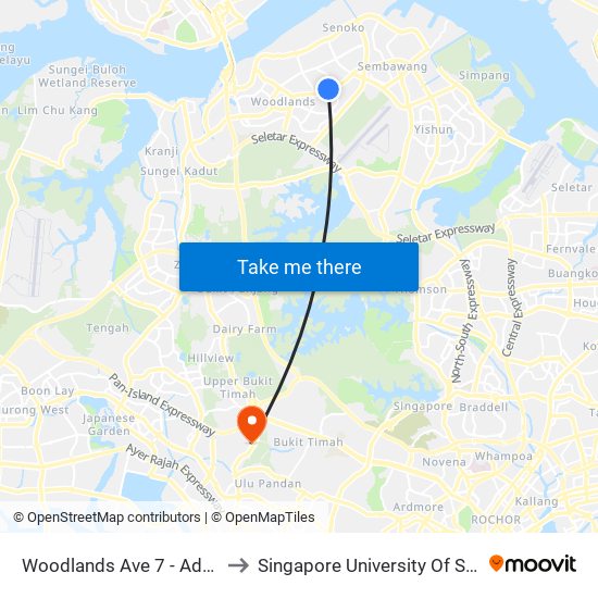 Woodlands Ave 7 - Admiralty Stn (46779) to Singapore University Of Social Sciences (Suss) map