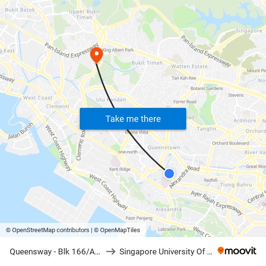 Queensway - Blk 166/Aft Mei Chin Rd (11029) to Singapore University Of Social Sciences (Suss) map