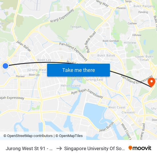 Jurong West St 91 - Blk 932 (27131) to Singapore University Of Social Sciences (Suss) map