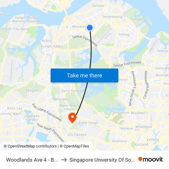 Woodlands Ave 4 - Blk 899a (46681) to Singapore University Of Social Sciences (Suss) map