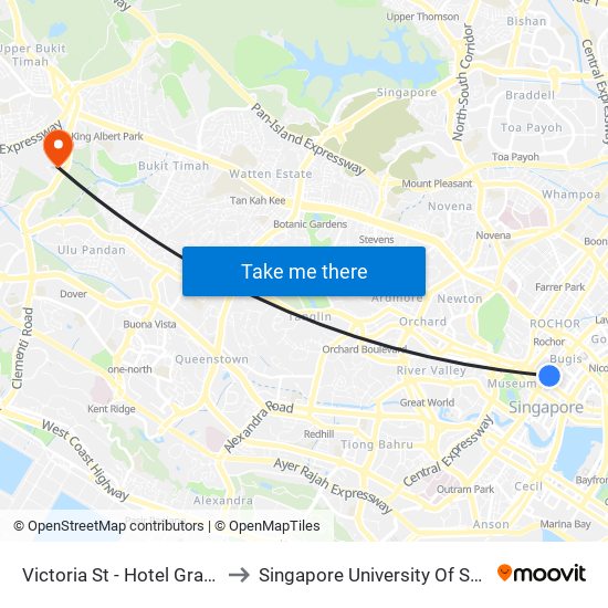 Victoria St - Hotel Grand Pacific (01012) to Singapore University Of Social Sciences (Suss) map