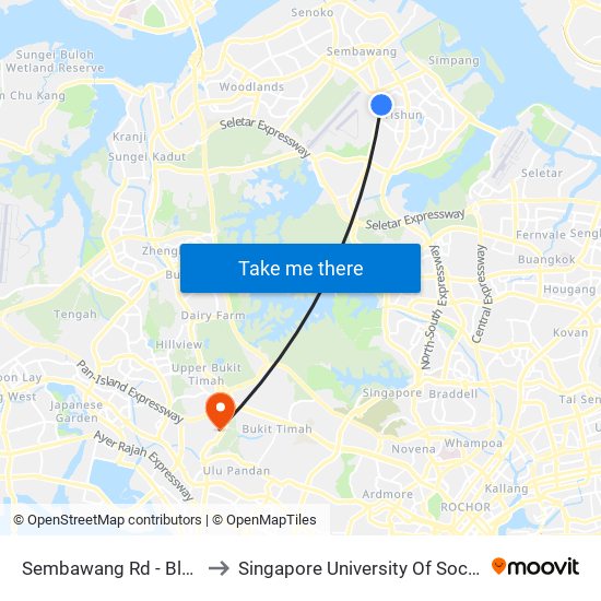 Sembawang Rd - Blk 101 (57119) to Singapore University Of Social Sciences (Suss) map