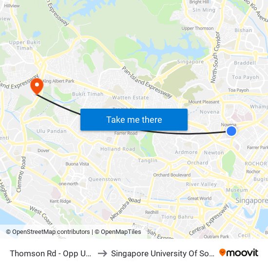 Thomson Rd - Opp United Sq (50029) to Singapore University Of Social Sciences (Suss) map