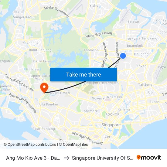 Ang Mo Kio Ave 3 - Daikin S'Pore (66341) to Singapore University Of Social Sciences (Suss) map