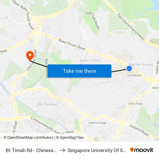 Bt Timah Rd - Chinese High Sch (41061) to Singapore University Of Social Sciences (Suss) map