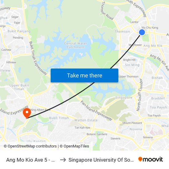 Ang Mo Kio Ave 5 - Blk 643 (54451) to Singapore University Of Social Sciences (Suss) map