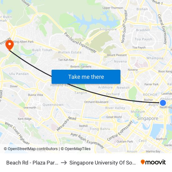 Beach Rd - Plaza Parkroyal (01529) to Singapore University Of Social Sciences (Suss) map
