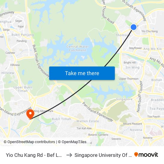 Yio Chu Kang Rd - Bef Lentor Stn Exit 5 (55011) to Singapore University Of Social Sciences (Suss) map