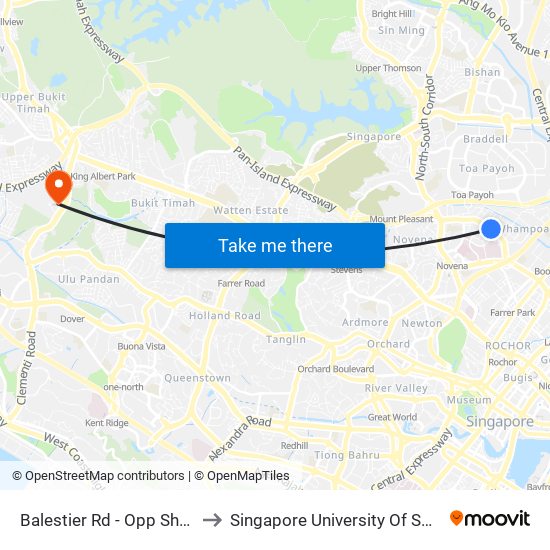 Balestier Rd - Opp Shaw Plaza (50199) to Singapore University Of Social Sciences (Suss) map