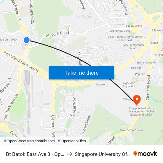 Bt Batok East Ave 3 - Opp Burgundy Hill (42311) to Singapore University Of Social Sciences (Suss) map