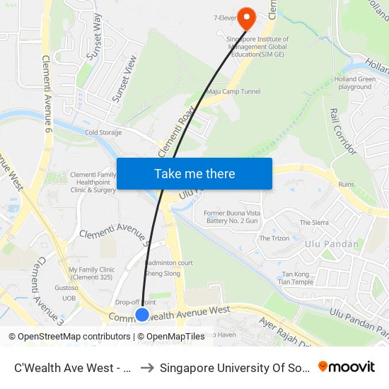 C'Wealth Ave West - Blk 365 (17159) to Singapore University Of Social Sciences (Suss) map