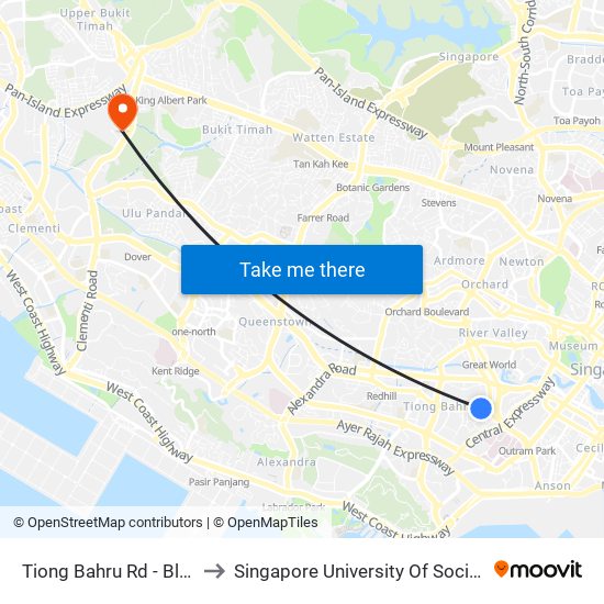 Tiong Bahru Rd - Blk 18 (10141) to Singapore University Of Social Sciences (Suss) map