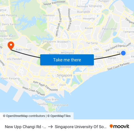 New Upp Changi Rd - Blk 27 (84049) to Singapore University Of Social Sciences (Suss) map