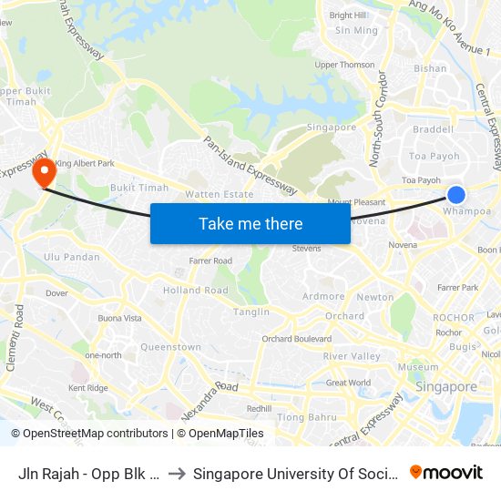 Jln Rajah - Opp Blk 105 (52419) to Singapore University Of Social Sciences (Suss) map