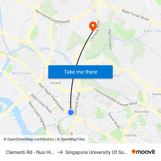 Clementi Rd - Nus High Sch  (17191) to Singapore University Of Social Sciences (Suss) map