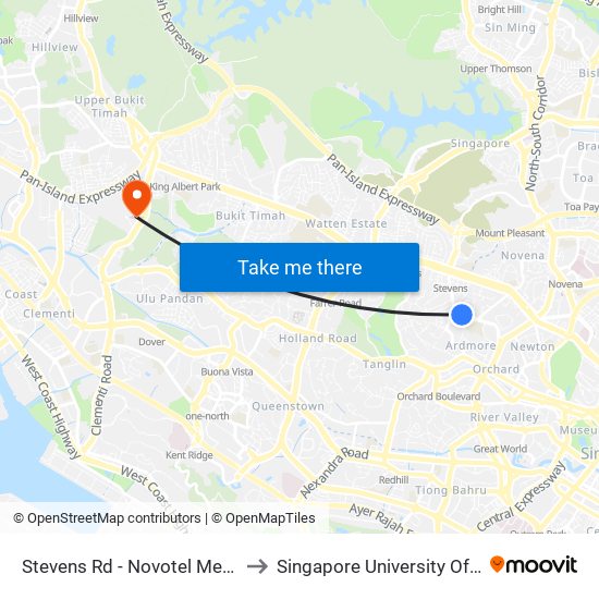 Stevens Rd - Novotel Mercure @ Stevens (40209) to Singapore University Of Social Sciences (Suss) map