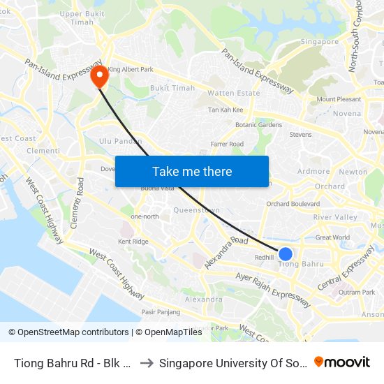 Tiong Bahru Rd - Blk 104a Cp (10189) to Singapore University Of Social Sciences (Suss) map