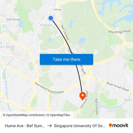 Hume Ave - Bef Summerhill (43811) to Singapore University Of Social Sciences (Suss) map