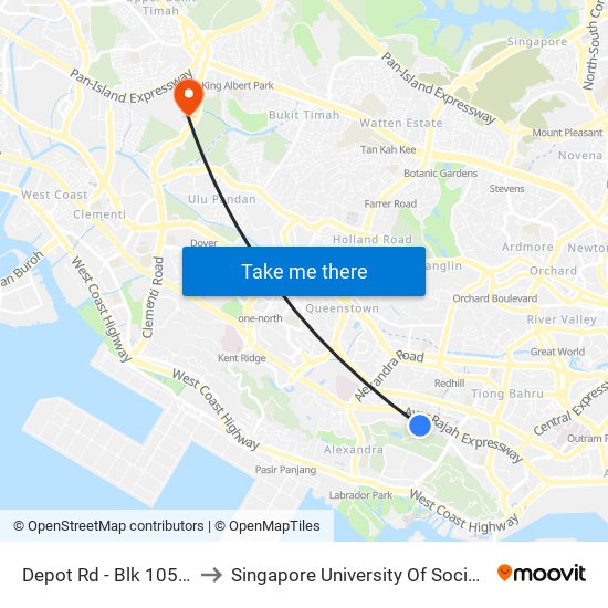 Depot Rd - Blk 105 Cp (14191) to Singapore University Of Social Sciences (Suss) map